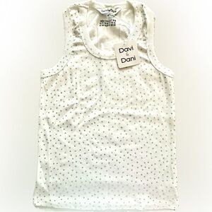 Davi & Dani White Rhinestone Ribbed Tank Size M/L